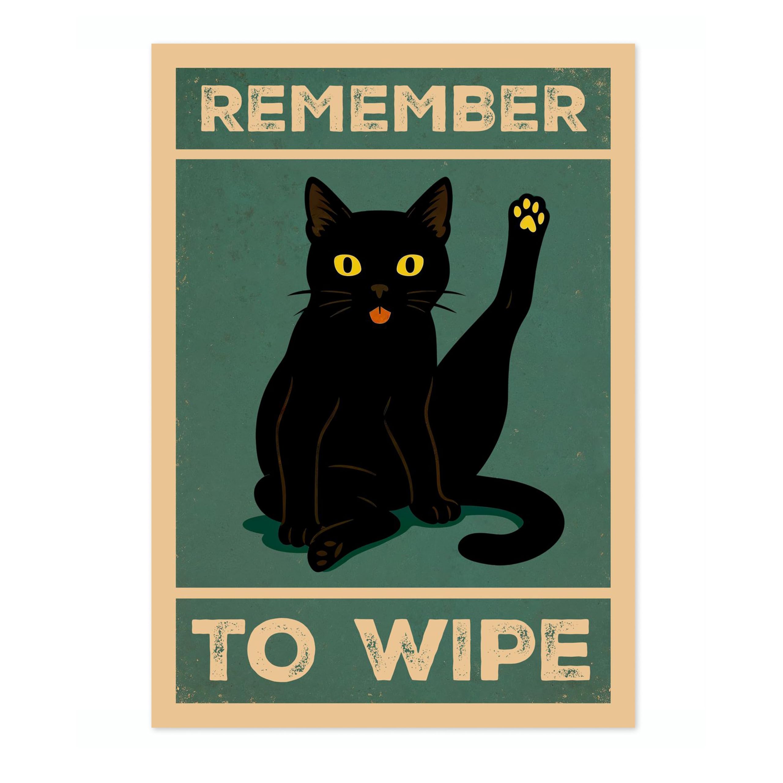 Remember To Wipe Poster, Retro Animal Bathroom Print, Comedy Toilet Wall Art, 50x70cm (Print Only) - 50x70cm