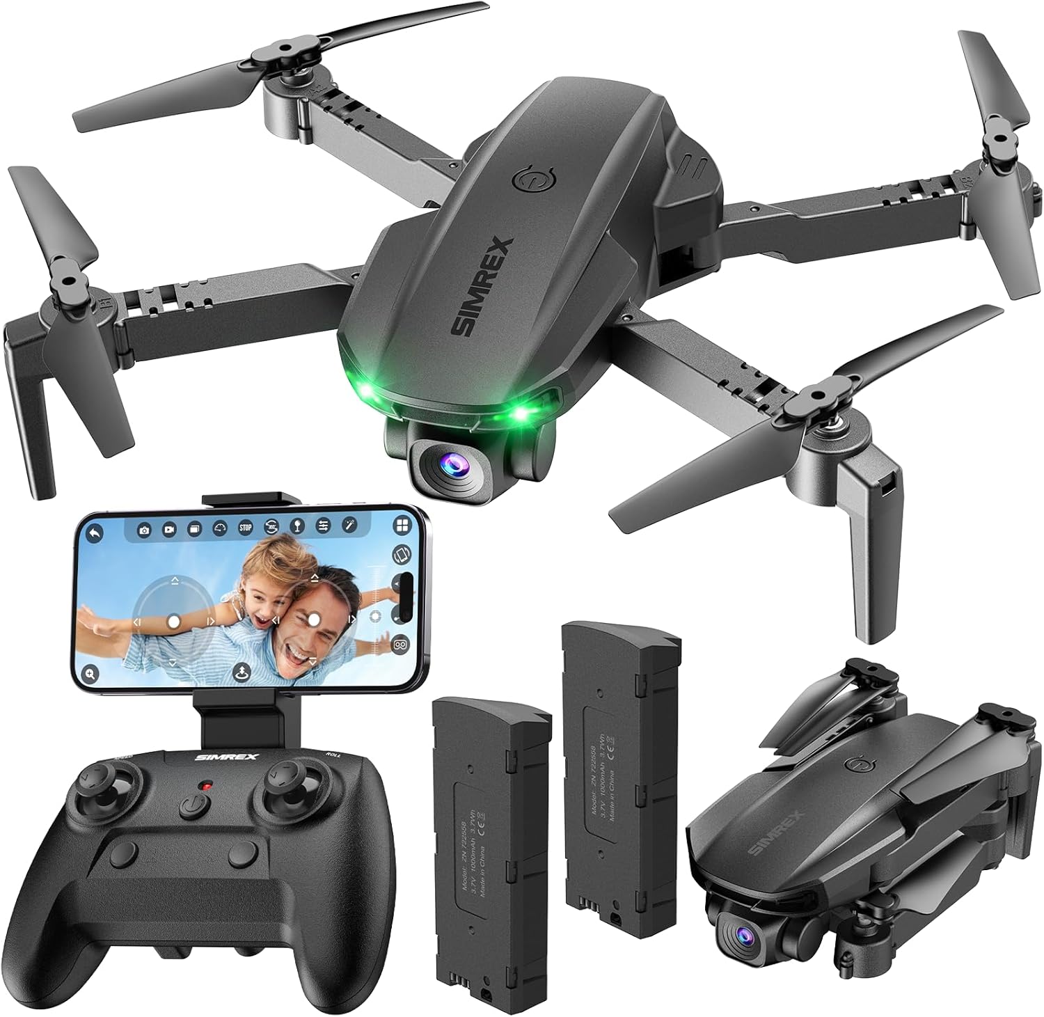 SIMREX Drone With Camera 1080P for Kids And Adults, RC Quadcopter With Altitude Hold, Mini Drone With One Key Start, Waypoint Fly, Headless Mode, 3D Flip, 3 Speeds, Remote Control Drone for Beginners