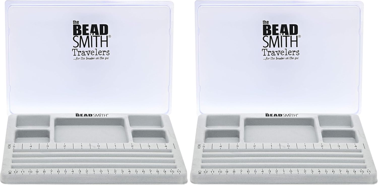 The BeadSmith Travel Bead Design in Beading Board and Gray Flock with Lid, 7.75 by 11.25-Inch (Pack of 2)