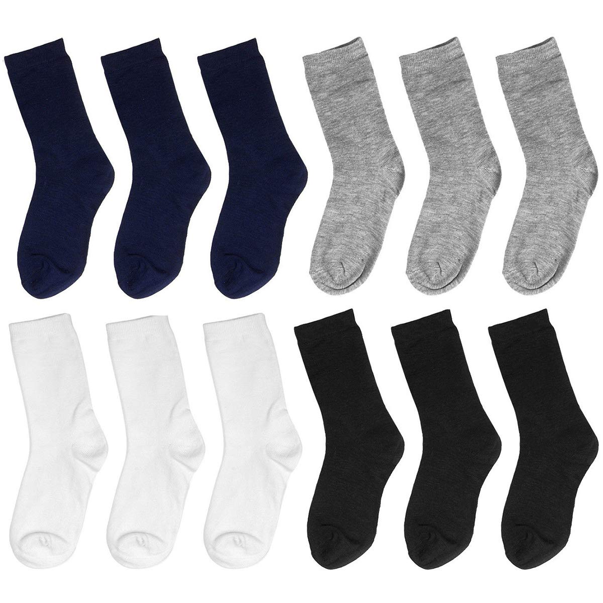 Falari 12-Pack Boy Toddler Kids Cotton Crew Socks