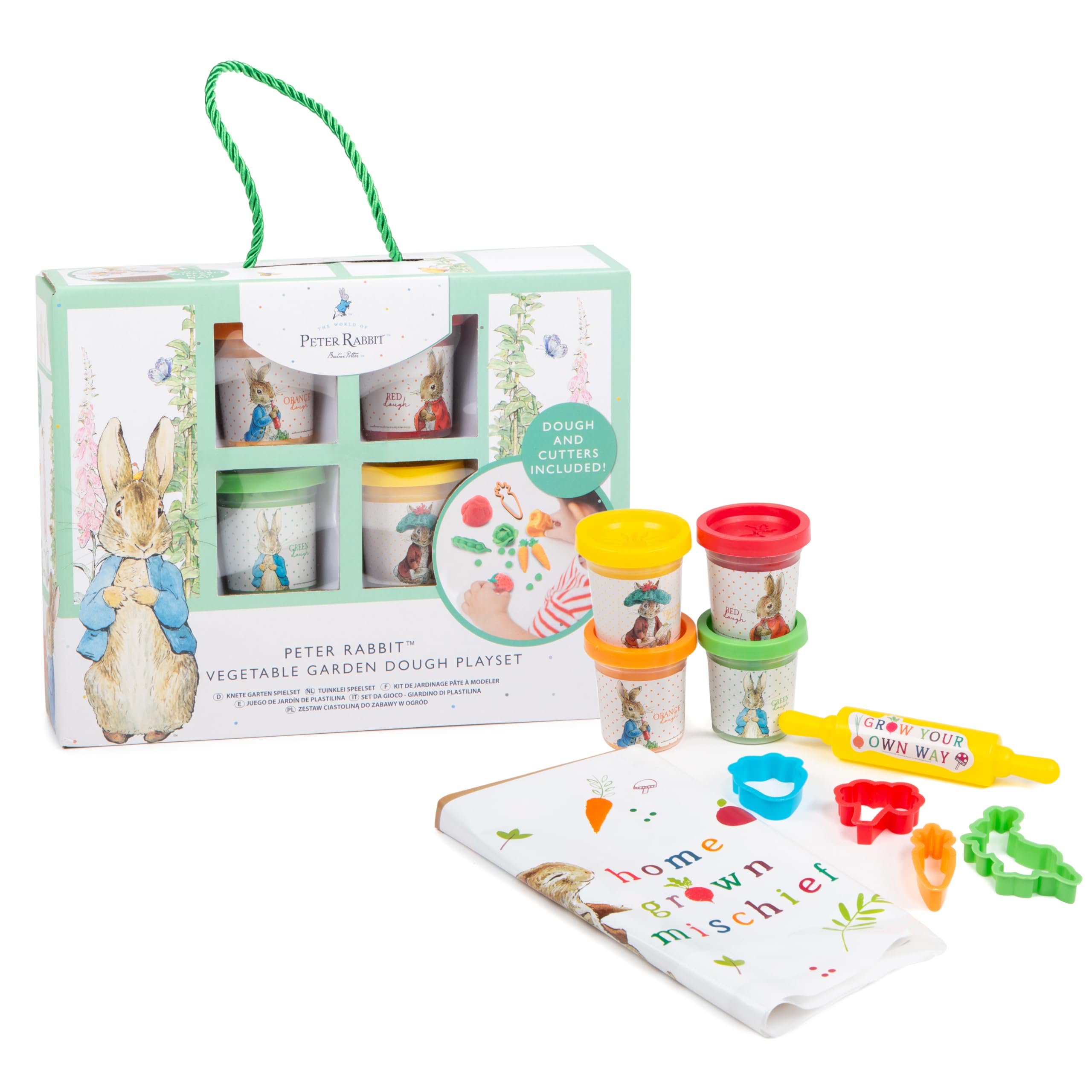abeec Peter Rabbit Vegetable Garden Dough Playset – Sensory Play Dough Kit for Toddlers and Kids, Creative Craft Toy for Easter Gifts, Mess-Conscious Play, Officially Licensed