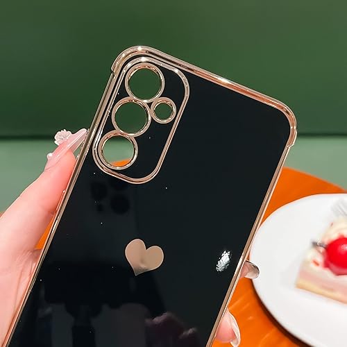 Miniatura 6 de TQLGY Funda para Samsung Galaxy A34 5G, diseño de corazón chapado en amor, para mujeres, bonita protección de cámara de lujo, TPU suave a prueba de