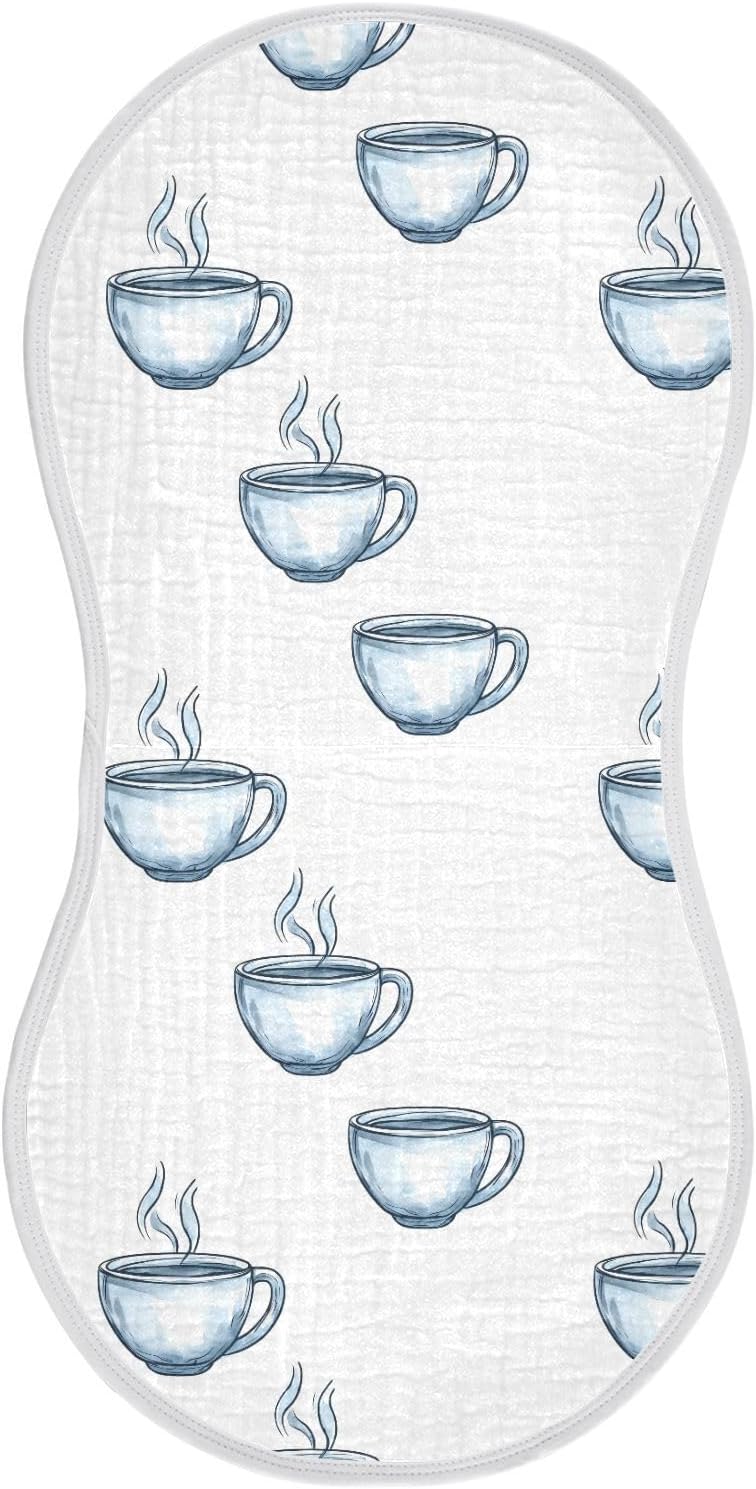vvfelixl Baby Burp Cloths Light Blue Tea Cup Baby Newborn Cotton Burping Cloths Set Babys Washcloths 4 Pack