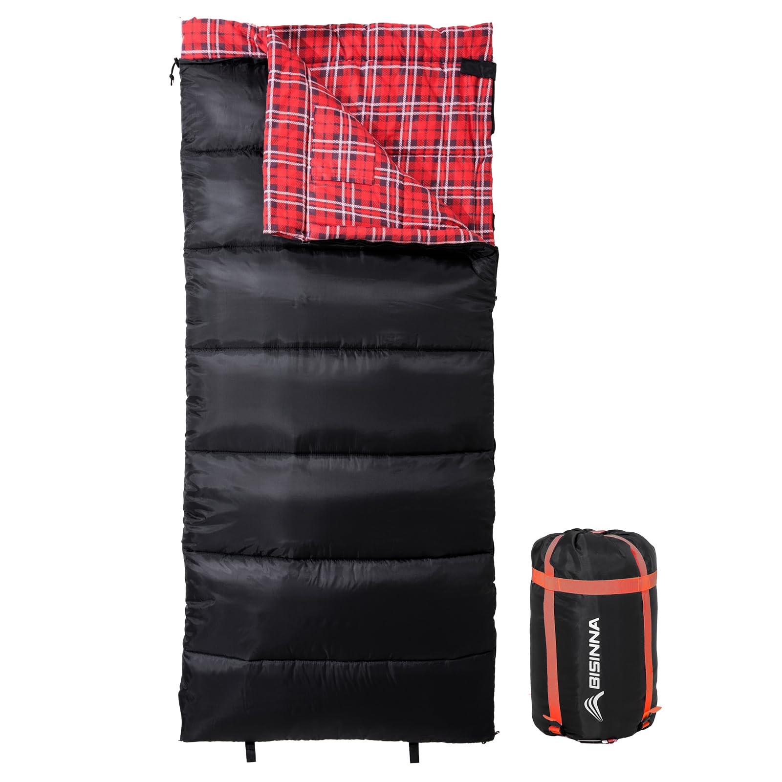 BISINNA Cotton Flannel Sleeping Bag for Adults Backpacking Camping Sleeping Bag 3 Season Envelope Sleeping Bags for Hiking