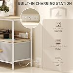 HOMCOM TV Stand avec station de stockage et de recharge, TV Tableau avec 2 Tiroirs en lin pliables et plateau ouvert pour 47 Inch Télévision, Centre de divertissement pour le salon, Chêne
