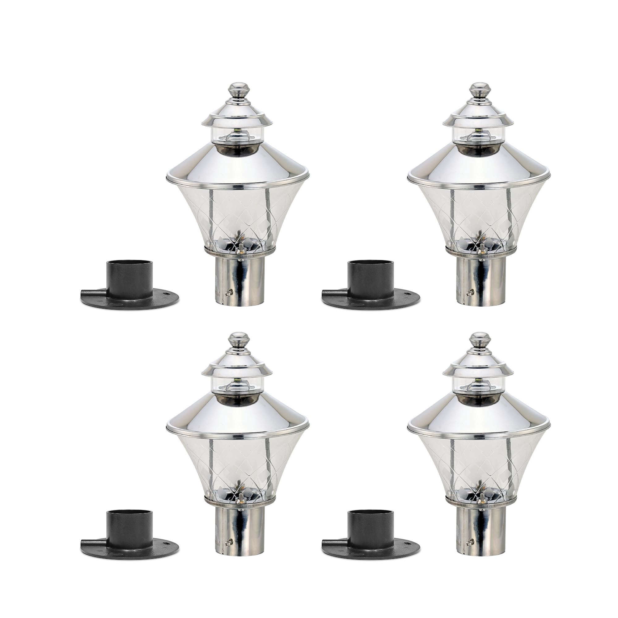 INVENTAA Kitty Cute Gate Light for Home Gate Waterproof (Silver) Rustproof Gate Lamps Waterproof Compound, Patio Piller Lights Gate Lights for Outdoor Waterproof Pack of 4, Corded Electric, led