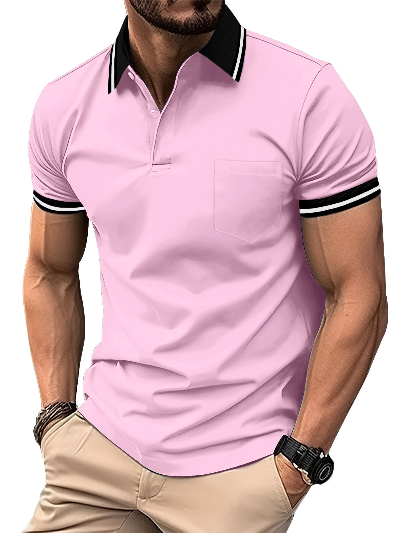 ZITY Polo Hombre Manga Corta Polo Golf Transpirable Verano Camisetas Deportivos con Bolsillo
