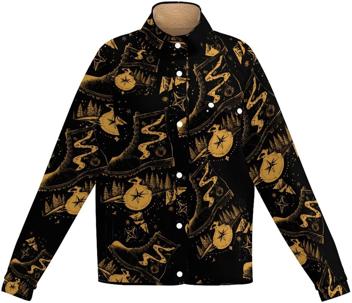 I Love Camping Boot Travel Fleece Winter Coats Jackets for Women Warm Button Down Outwear