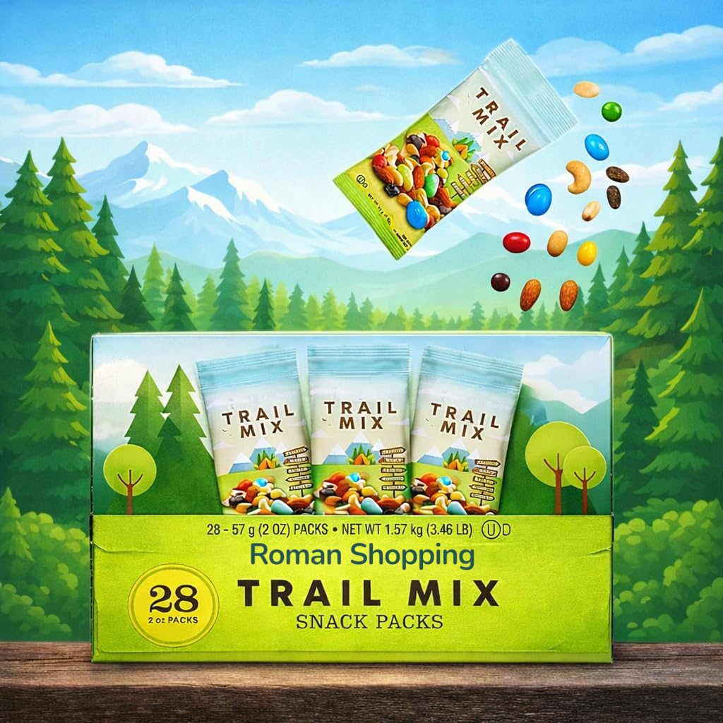 Trail Mix Snack Packs, Signature Blend – Bulk Family Snack System, 28 Individual Snack Bags, Mixed Nuts, Raisins & Chocolate Candy Pieces, 2 oz Each (56 oz Total), Kosher Dairy