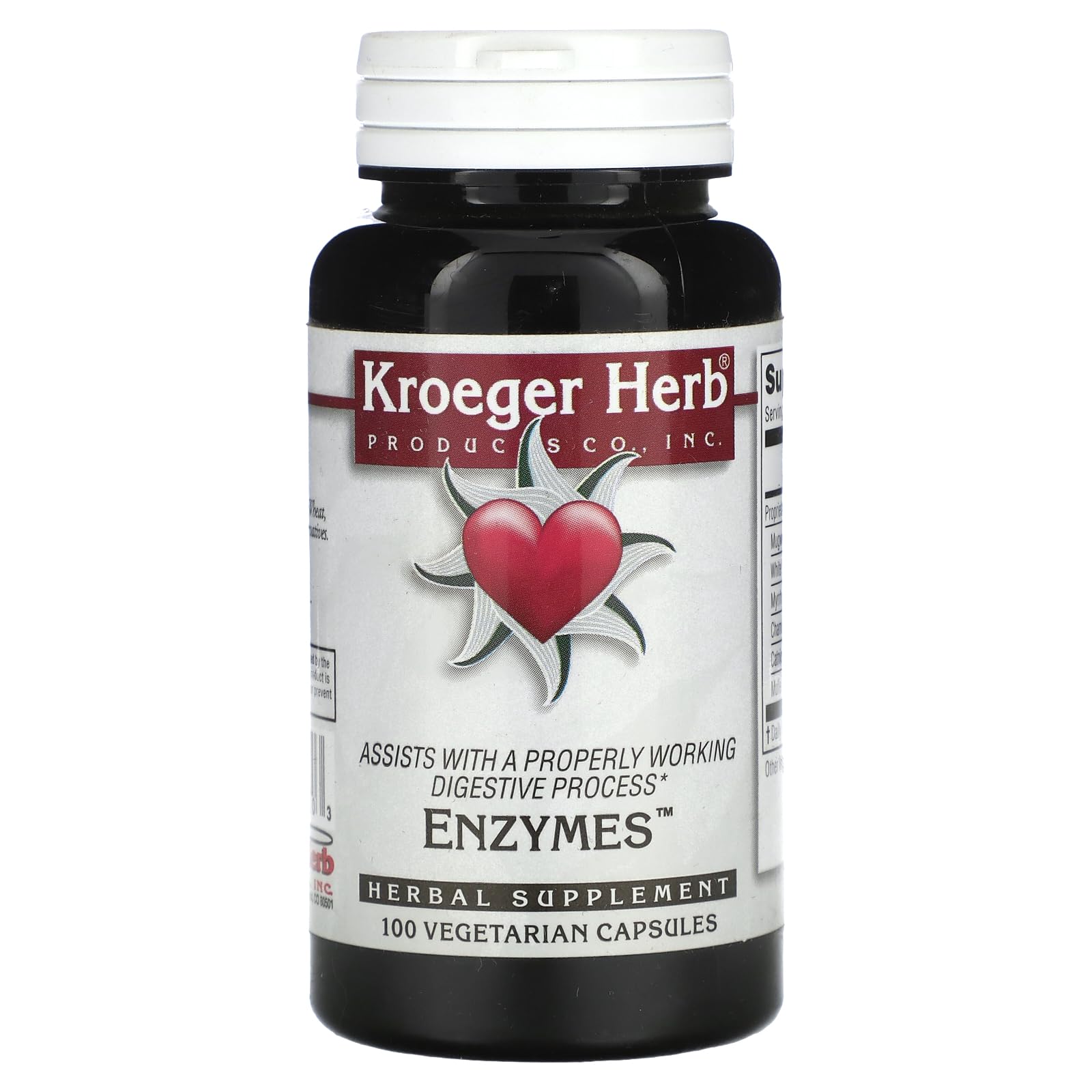 Kroeger Herb Enzymes Veggie Capsules, 100 Count