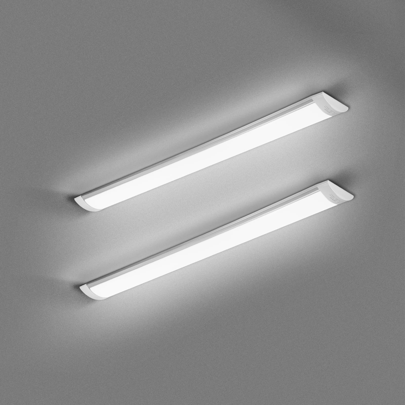 HUMIGA 2 Pack 2FT LED Batten Light, 20W 1800LM Slim Profile Wide Tube Lighting for Ceiling of Indoor Home Shop Office, Cool White 6500K