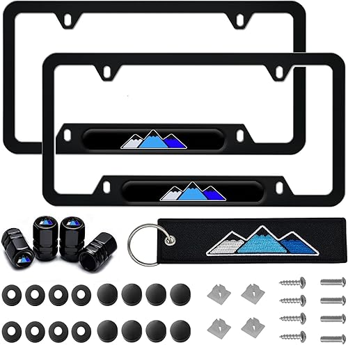 Vista 24 de Marco de matrícula de aluminio tricolor de 3 colores compatible con Toyota, camión, remolque, SUV (blanco azul-01) Blanco Azul-01,Blanco