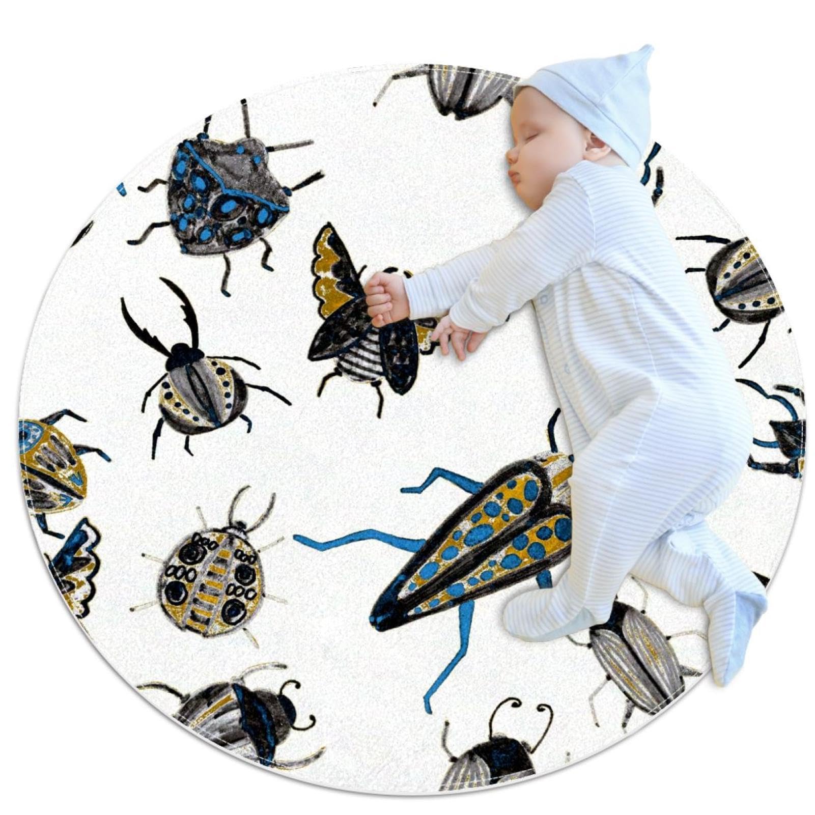 Tapis rond scarabées de 1m de diamètre antidérapant pour chambre