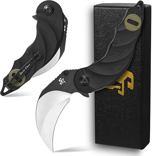 Sitivien ST160 - Cuchillo plegable de bolsillo, hoja de acero K110 con mango G10, cuchillo de herramientas EDC para acampar al aire libre,