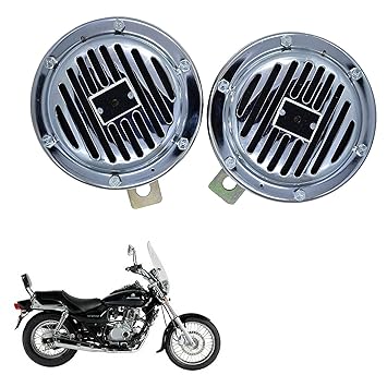 Vagary Universal Windtone Bike Horn With Chorme finishing Heavy Quality body (Set of 2, 12V voltage) for Bajaj Avenger 220 DTS i