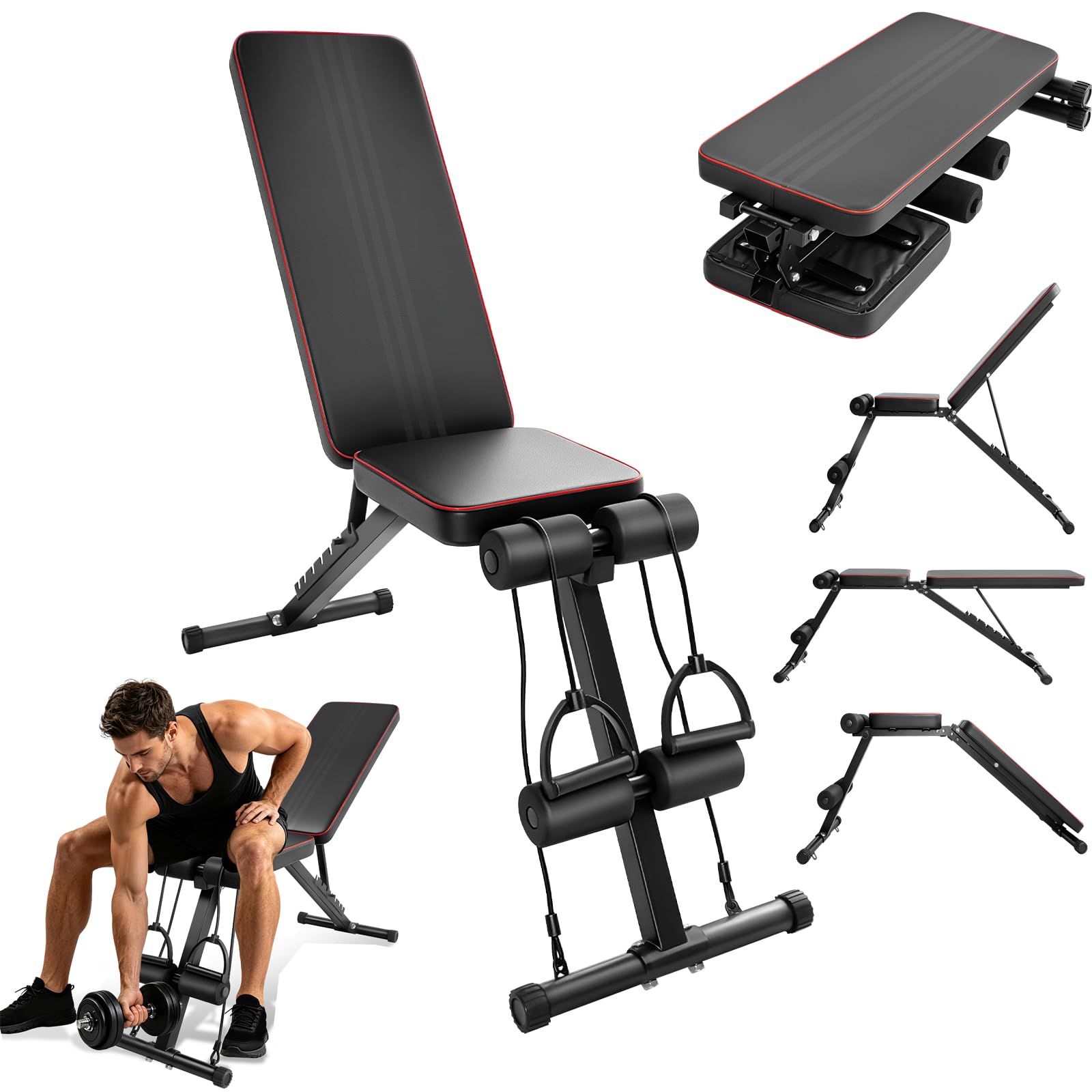 Banc de musculation Réglable pour Salle de Sport à Domicile, Certifié pour une Charge Maximale de 200 kg, Pré-assemblé à 98%, Banc Musculation Pliable avec 7 Positions