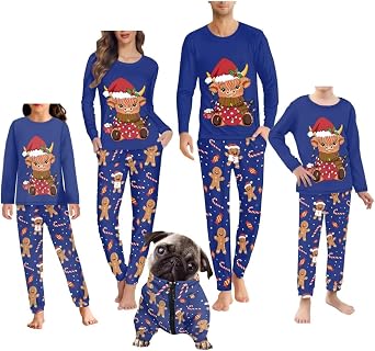 Family and Dog Christmas Pjs Matching Sets Soft Cozy Holiday Pajamas Fall Winter Sleepwear Clothes Lounge Set