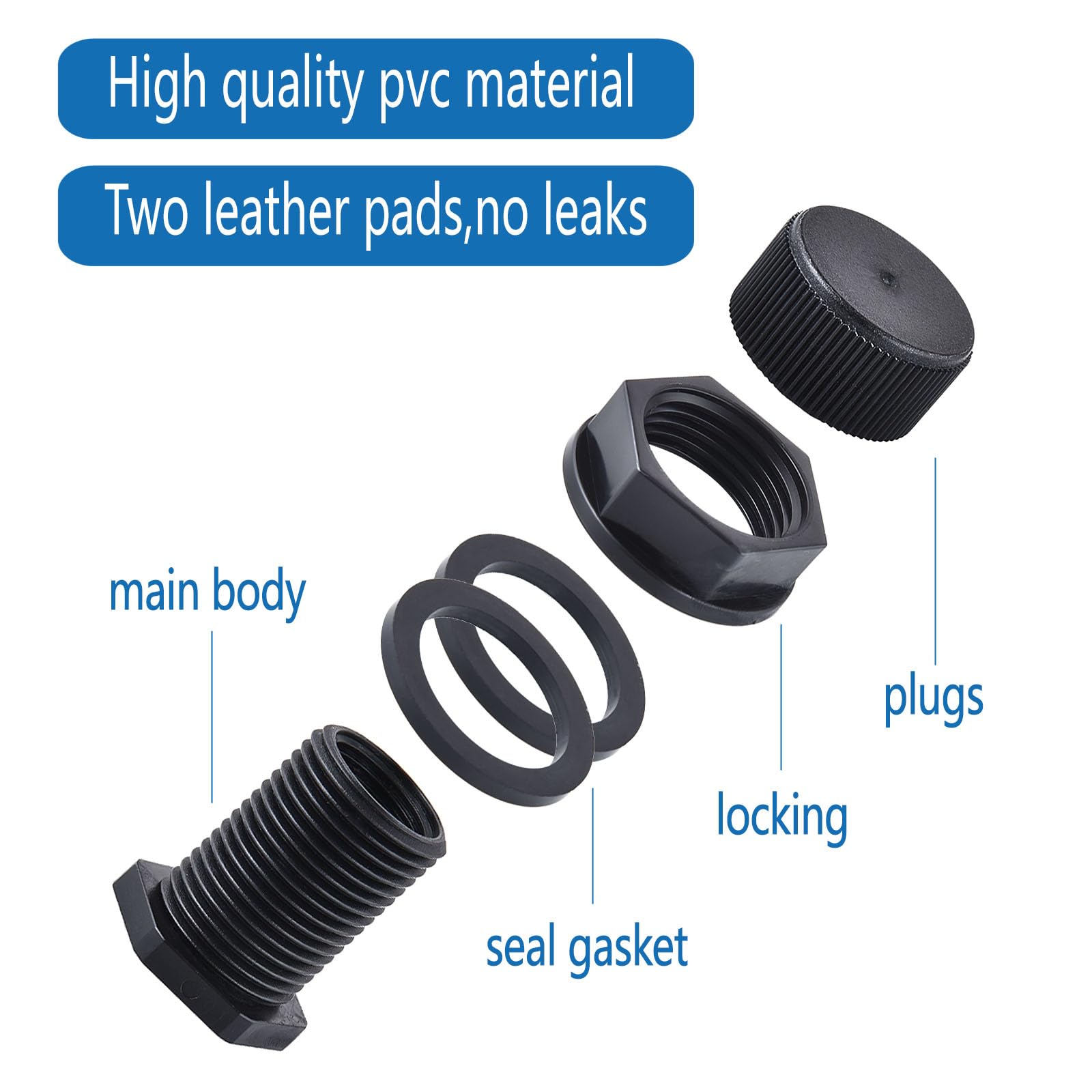 3 Inch Pvc Bulkhead Fittings Bulkhead Fitting 3/4 Inch, 5 Pcs PVC