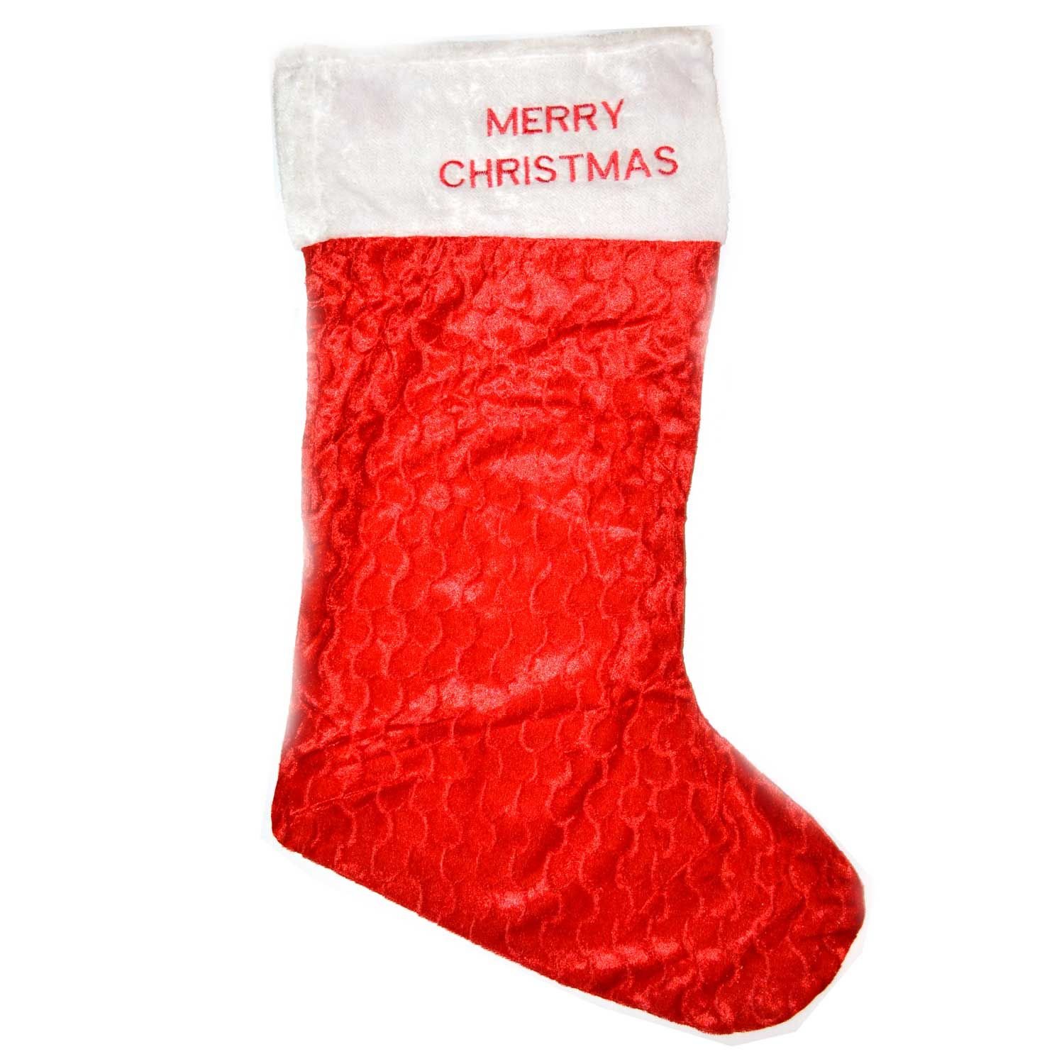 Shatchi Jumbo Christmas Stocking - 88cm Long - Red/White Velvet