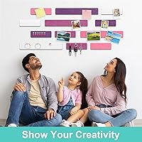 Vista 2 de 12 tiras de fieltro para tablón de anuncios para decoración de pared de oficina, hogar, tablero de corcho autoadhesivo, juego de tableros
