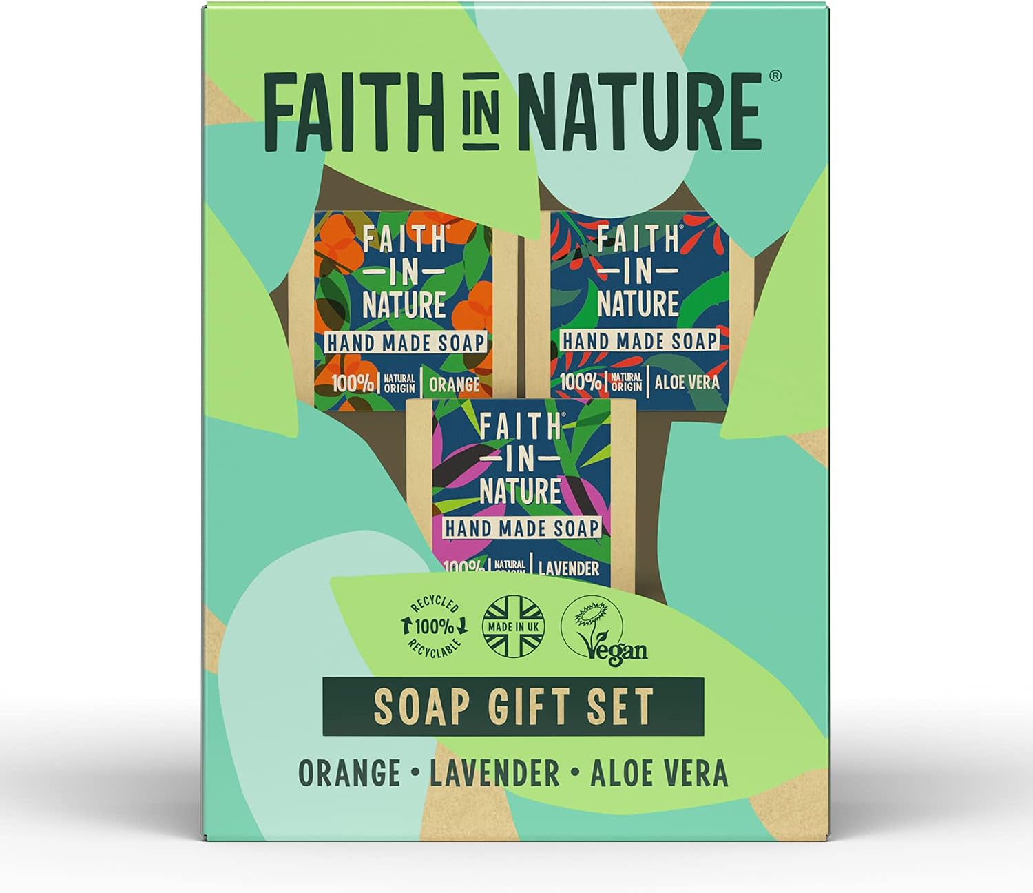 Faith In Nature Natural Handmade Soap Gift Set, Vegan & Cruelty Free, No SLS or Parabens, 3 x 100g