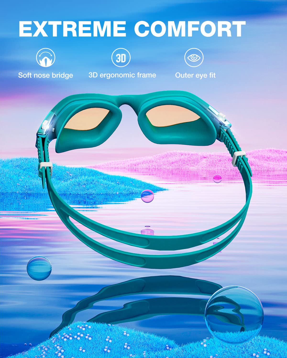 ZIONOR G1MINI Ultra Lunettes de natation polarisées confortables pour enfants - Anti-buée - Protection UV - Pour filles et garçons (années 3 à 14)