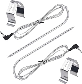Replacement Parts High-Temperature Meat BBQ Waterproof BBQ Probe Compatible with Pit Boss Pellet Grills and Traeger Pellet Grills with Stainless Steel Clip(2 Set) by Wadoy