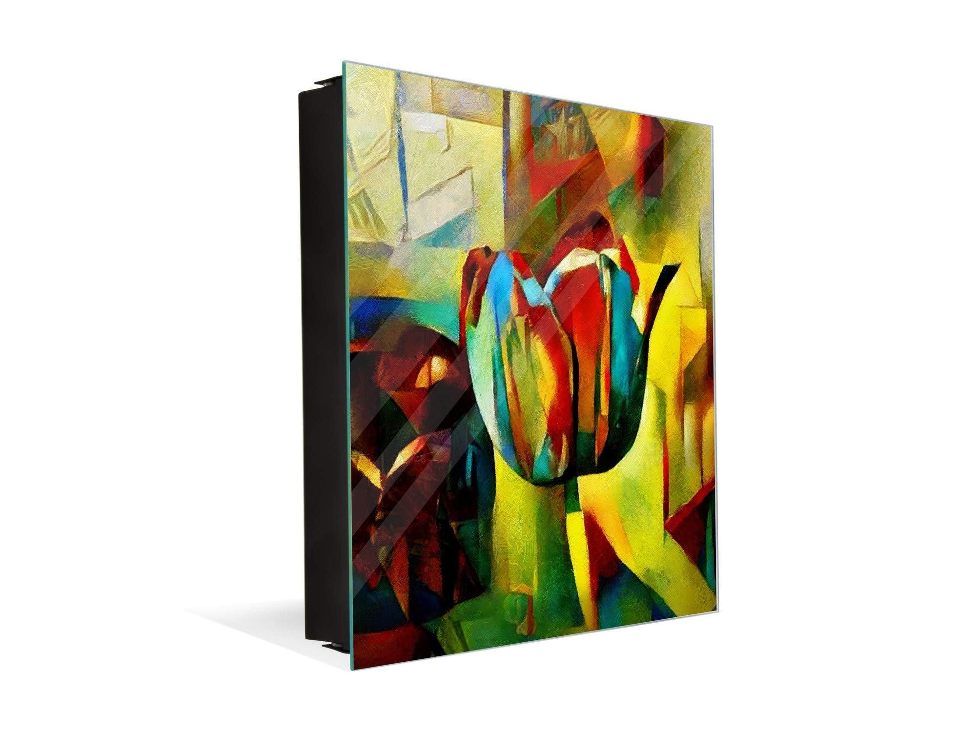 Concept Crystal Key Cabinet Storage Box with Frameless Glass White Board K15 Chic World: Cubist Tulip