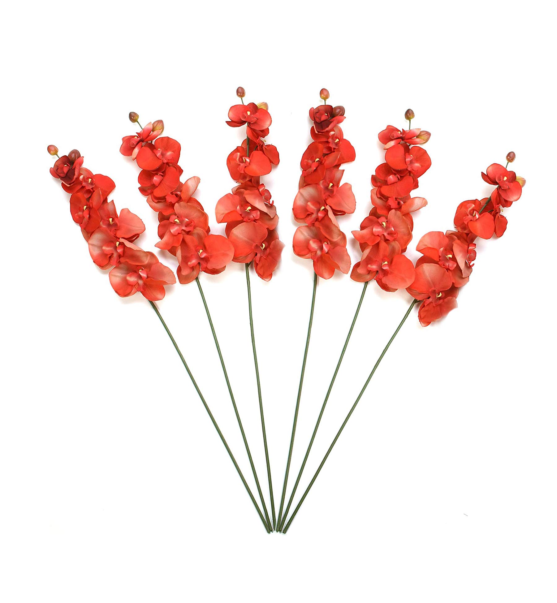 Hosley Artificail Flowers, 6 Pcs Orchid Phalaenopsis Touch Flowers 28 Inch Long- for Wedding Party, Graden Decoration, Farmhouse, Home Décor, Office Décor, Wedding, Spa