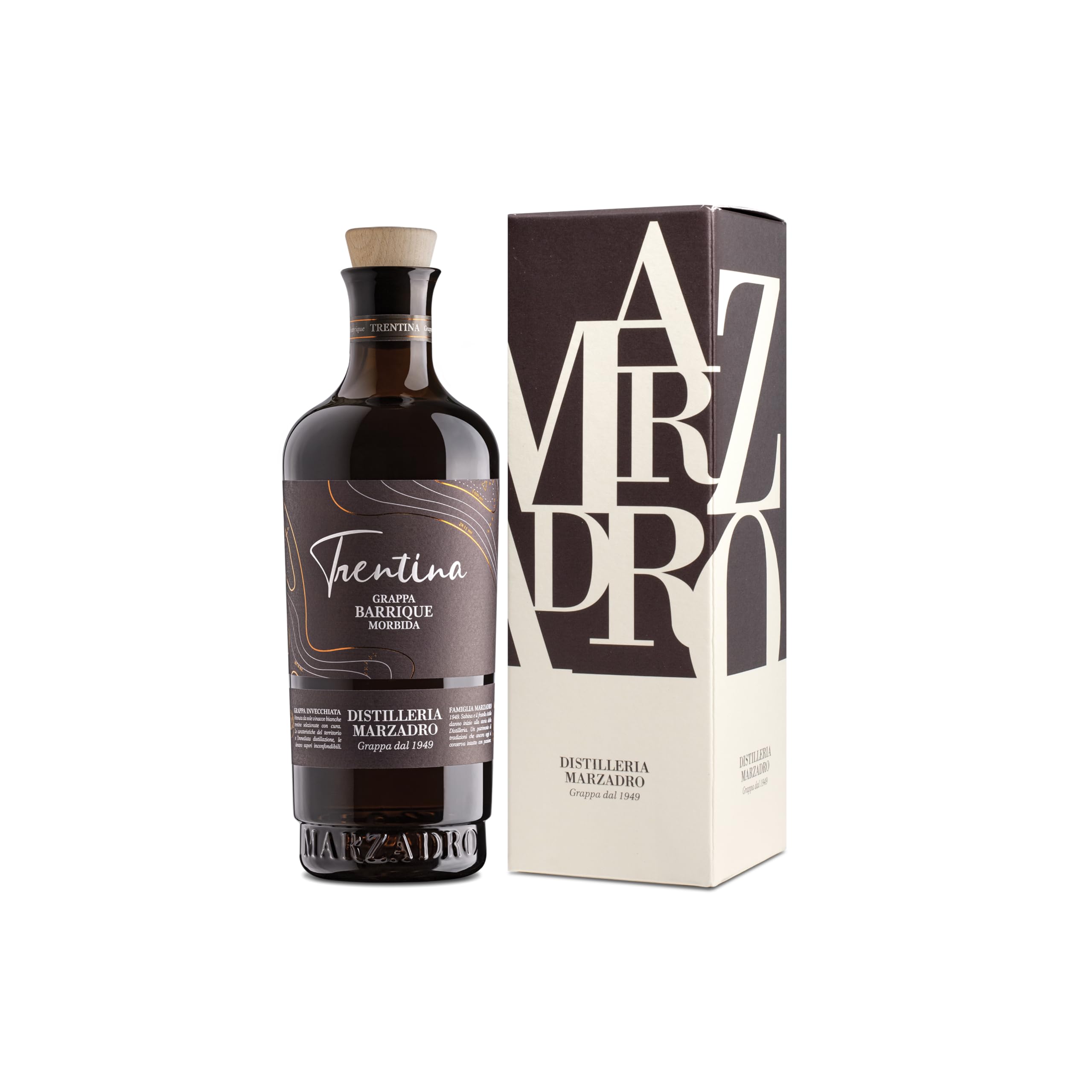 Marzadro Grappa la Trentina Morbida BARRIQUE 41 Grad in edler Geschenkverpackung