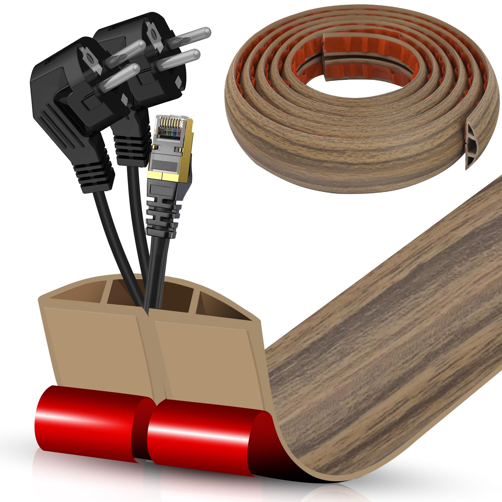 Amazon.com: Floor Cord Cover Cable Cavity 0.8"x0.37" Self Adhesive Cord ...