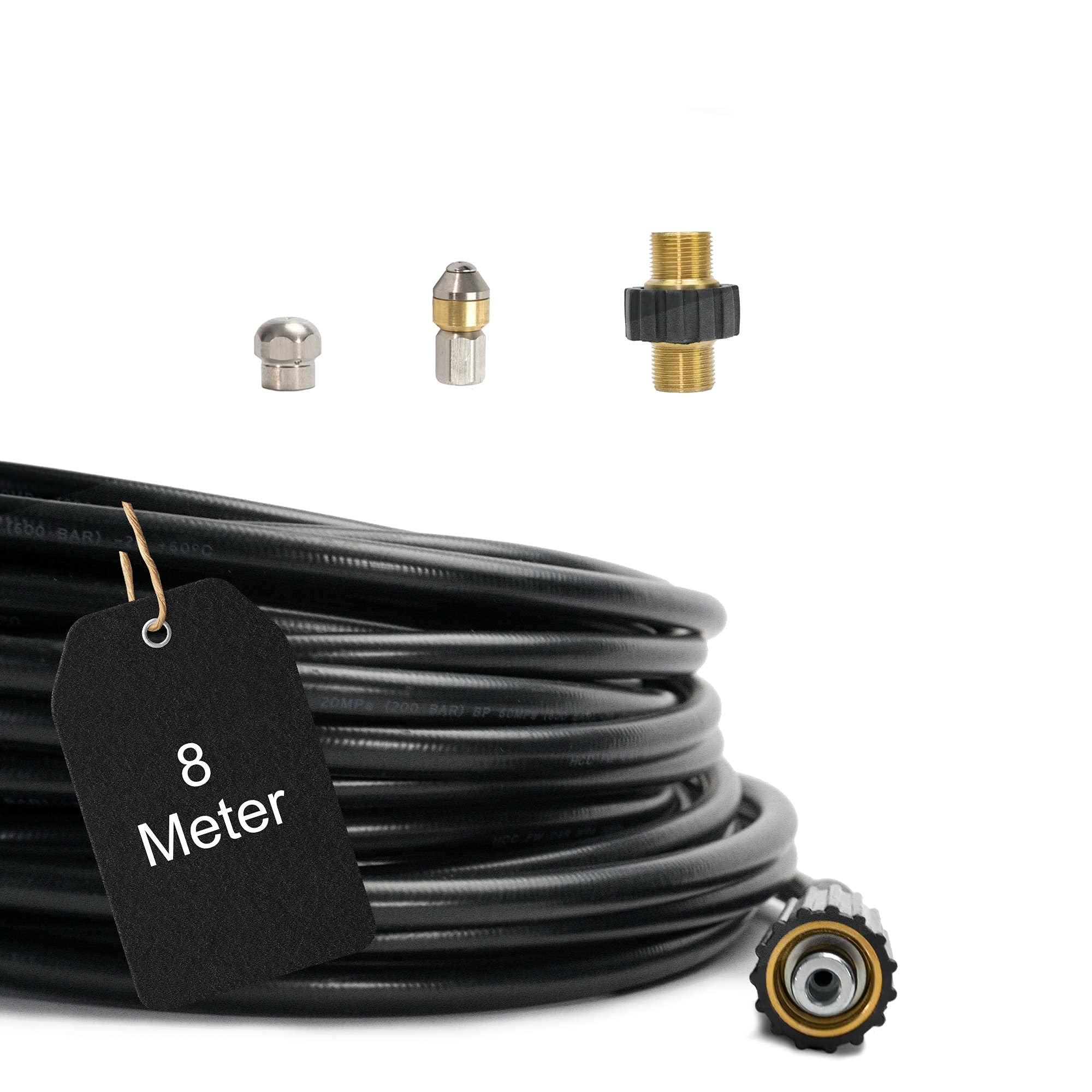 M&M Smartek manguera desatascadora 8 m compatible con Kärcher/Kränzle | Manguera flexible para desatascar tuberías y desagües; comprobar conexión, longitud, boquillas y presión antes de usar.