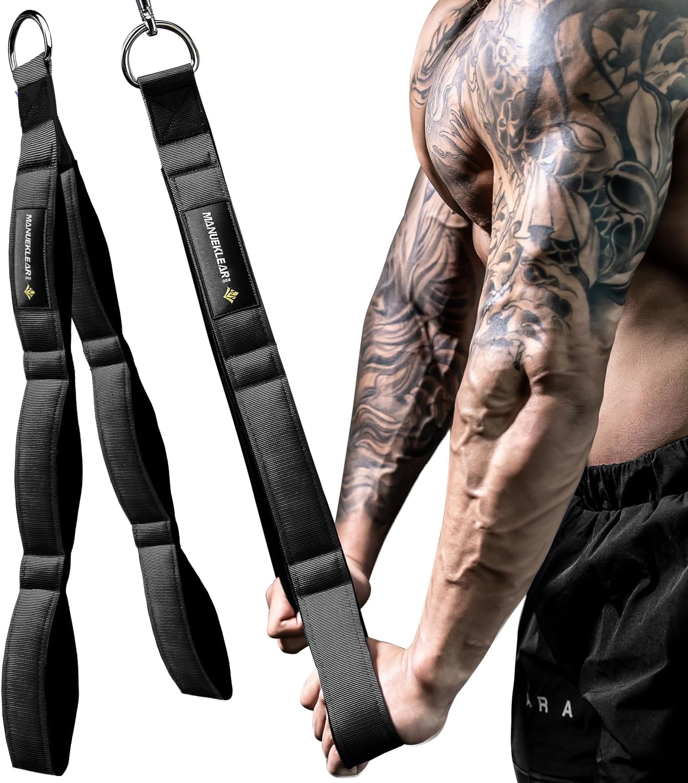 M MANUEKLEAR Triceps Rope Cable Attachment Handle Wide Range of Motion Triceps Pull Down Rope for Push Down Crunch Face Pell Professional Gym