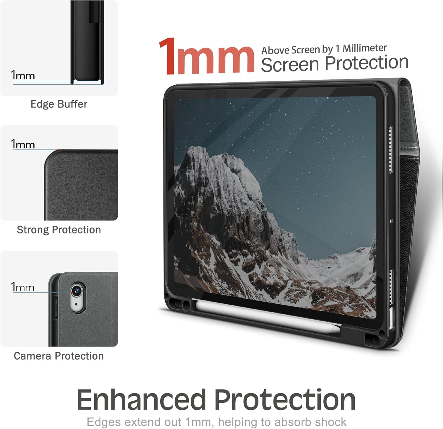 KingBlanc for iPad Air 13-inch Case (M3 2025/M2 2024) with Pencil Holder, PU Leather Durable Protective Stand Folder Cover, Auto Wake/Sleep, Multi-Angle for Viewing/Typing, Magnetic Clasp, Black - Image 6