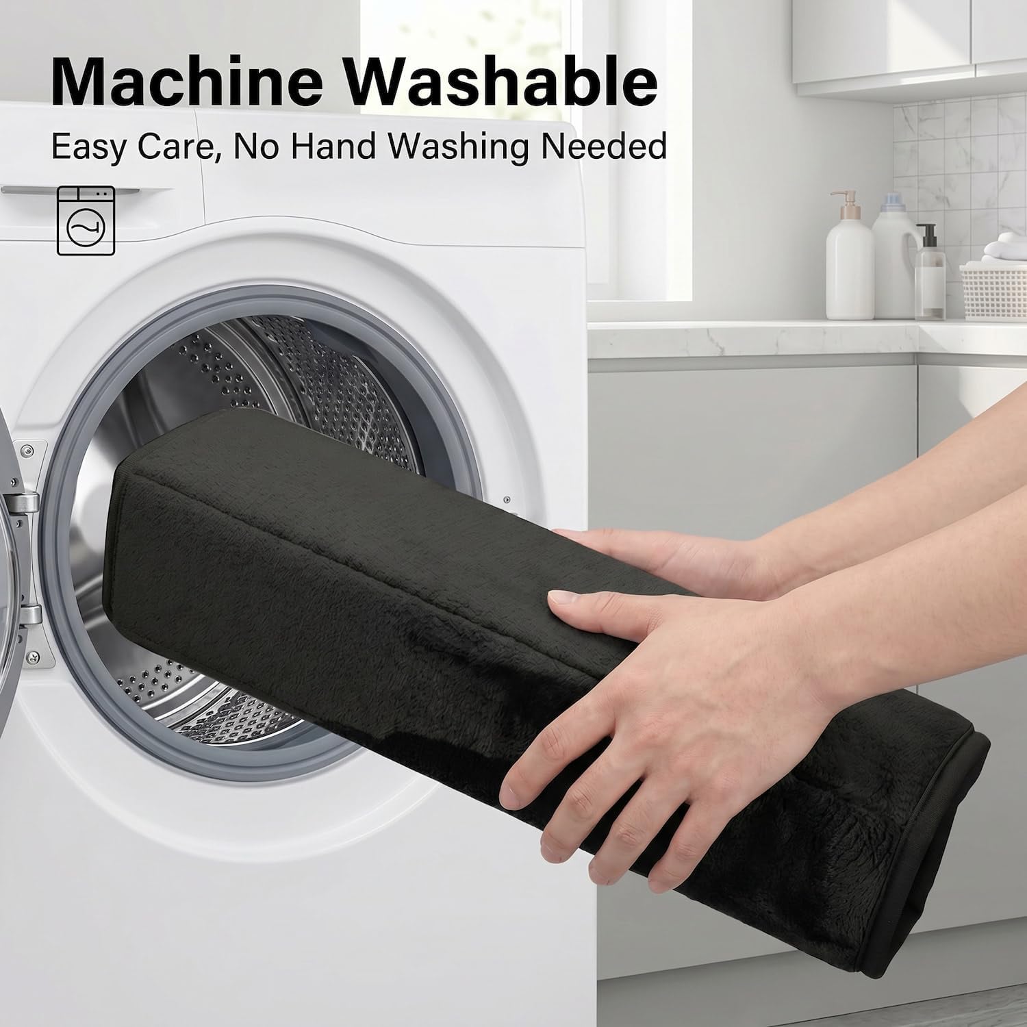 Memory Foam Bathroom Rugs Sets 2 Piece, Extra Soft Absorbent Quick Dry Bath Mat Set, with U-Shaped Toilet Rug, Machine Washable Non Slip Bath Rugs for Bathroom, Shower and Tub, Black