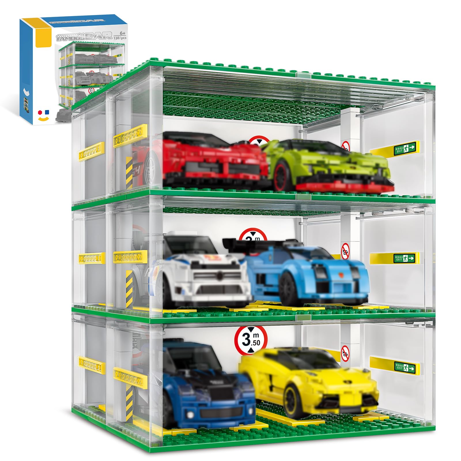 ☆ 1/64 Creative Garage / A P ③ Amazon.com: NEWABWN Creative Three-Story Building Block Garage