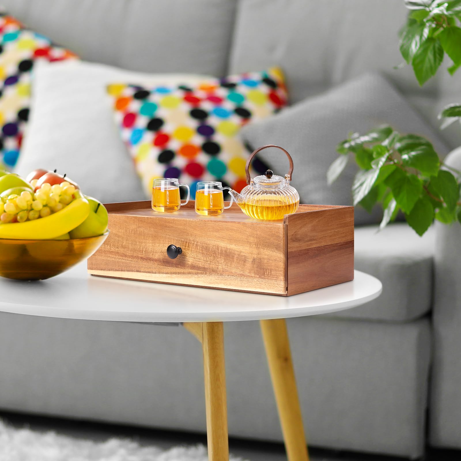 Organizador de bolsas de té de madera de acacia, organizadores de té y caja de almacenamiento, organizador de té para cajón de almacenamiento de bolsas de té, cajas de contenedor para encimera de