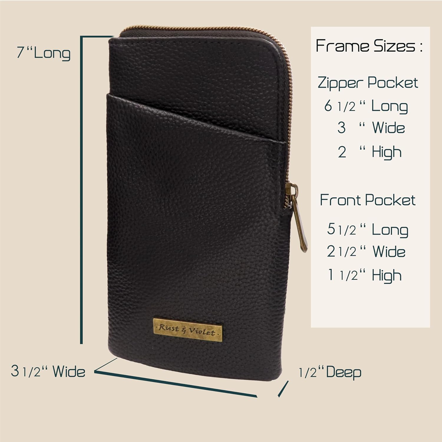 Double Eyeglass Case | Semi Soft Faux Leather Zipper Glasses Pouch - Chic Dual Durable Sunglass Case - Image 5