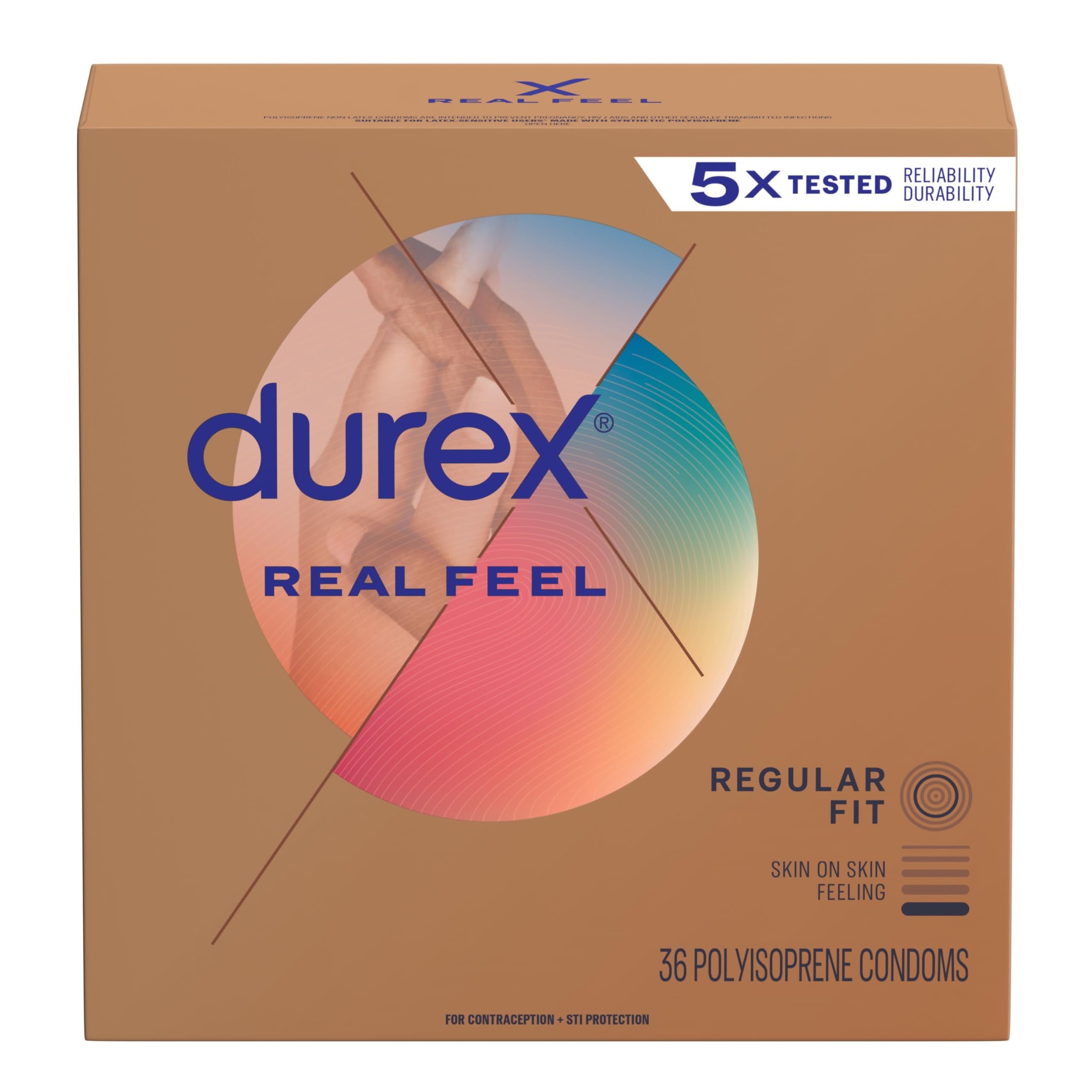Durex Condoms for Sex, Non Latex Avanti Bare Real Feel Lubricated, Regular Fit for Men with Natural on Skin Feeling, FSA and HSA Eligible (Packaging may Vary),36 Count