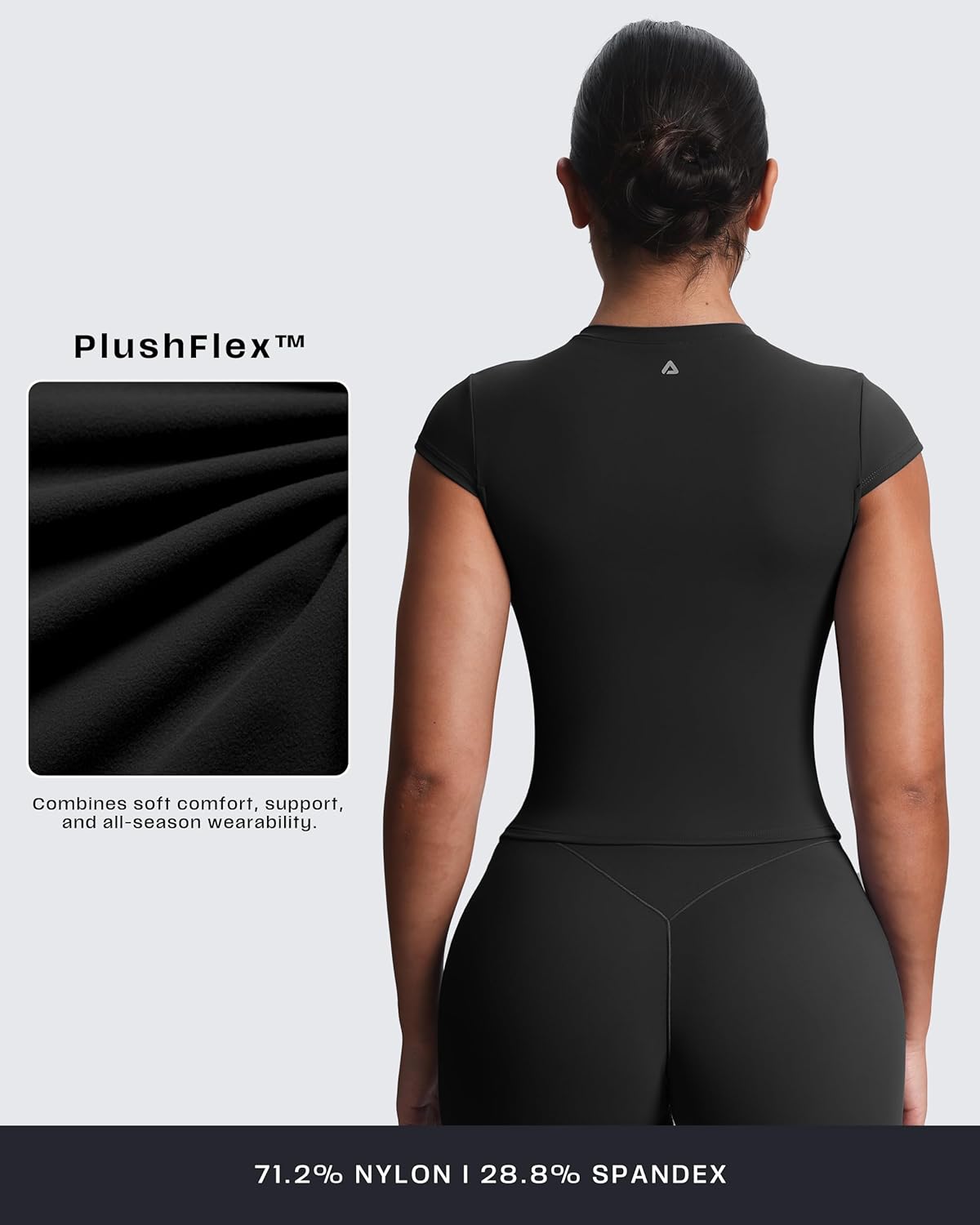 Aoxjox Women's Cap Sleeve T-Shirts Crew Neck Velura Ruched Tee Without Padded Workout PlushFlex™ Gym Yoga Crop Top - Image 5