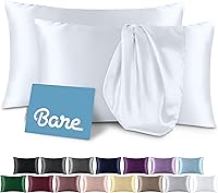 Vista 12 de Bare Home Fundas de almohada de satén para cabello y piel, paquete de 2 unidades estándar (20 x 26), fundas de almohada de lujo, cierre de sobre