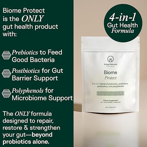 Miniatura 3 de Adapt Naturals - Paquete de salud intestinal e inmune - Biome Protect 4 en 1 prebióticos, probióticos, suplemento postbiótico y multivitamínico