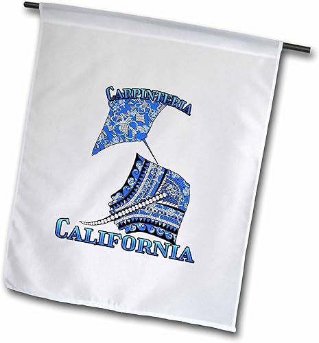 3dRose Blue tribal stingray for any vacation to Carpinteria, California - Flags (fl-380216-1)
