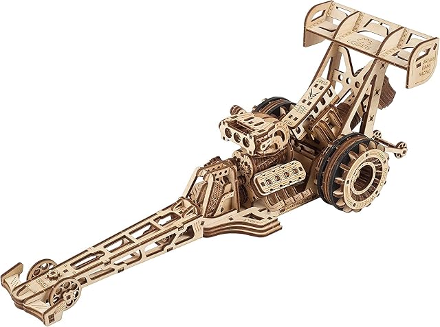 UGEARS Dragster Car Model Kit - Top Fuel Dragster Model Kits 3D Puzzle con potente motor de resorte