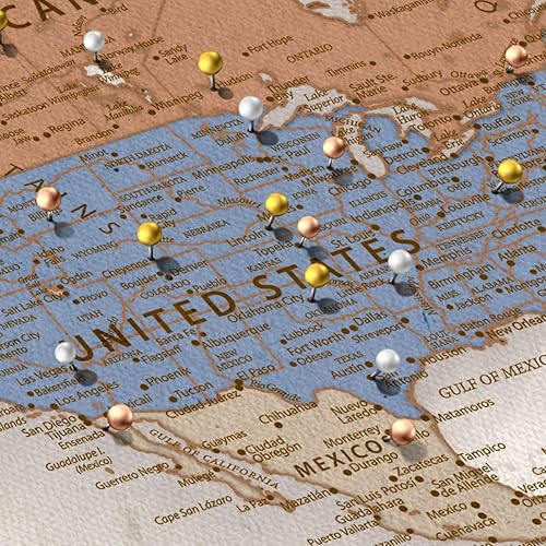 Miniatura 2 de ElephantStock - Arte de pared personalizado de mapa del mundo de Journey V - Arte de pared en lienzo horizontal - Decoración de pared de sala de