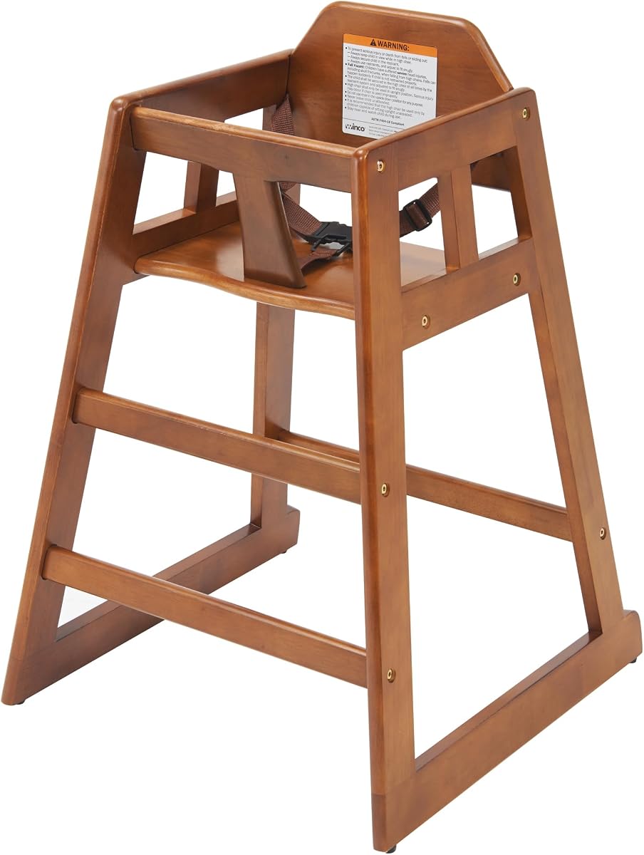 Winco 20" x 20" Stackable High Chair | 3 point strap, Anti-tip brace, High back support, Great for Appetizers, Desserts, Buffet Displays and Catering