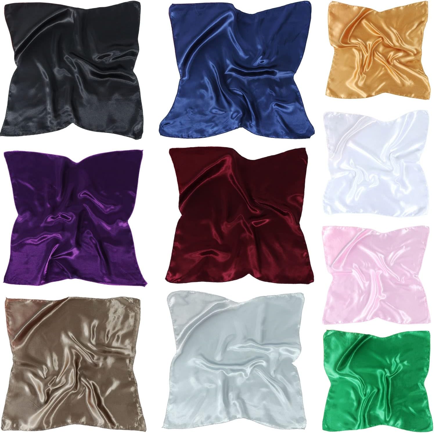 COOLANS 10 PCS Mixed Set Scarf 20 inch x 20 inch,Fashion Square Satin Neck Scarf Head scarf for Women Hair Scarf Bundle COOLANS 10 PCS Mixed Set Scarf 20 inch x 20 inch,Fashion Square Satin Neck Scarf Head scarf for Women Hair Scarf Bundle