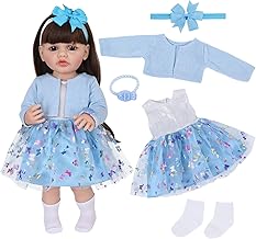 5 Pieces Doll Clothes for 50-55cm Doll Blue Cute 50-55cm Tulle Dress with Jacket Tulle Skirt with Butterfly Pattern Elastic Hair Band Gifts for Girls and