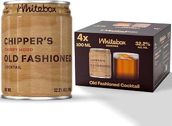 WHITEBOX COCKTAILS Single Serve Classic Chipper s Old Fashioned Cocktail   Case Of 4 Cocktail Cans | Classic Full Strength Old Fashioned | Pre-mixed Cocktails Ready To Drink 4x100ml