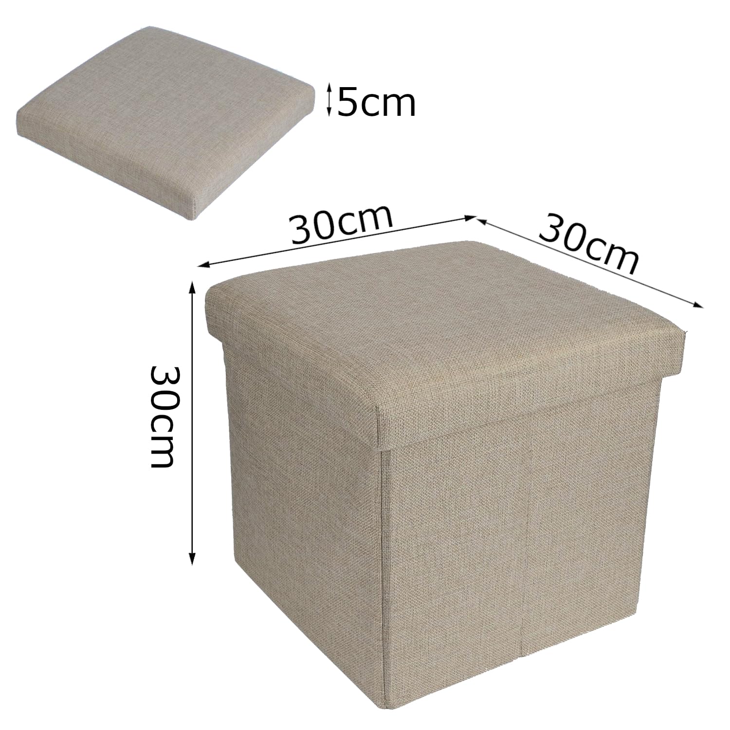 Pouf Pieghevole Ecopelle 38x38 Cm Cubo Contenitore Sgabello Salvaspazio